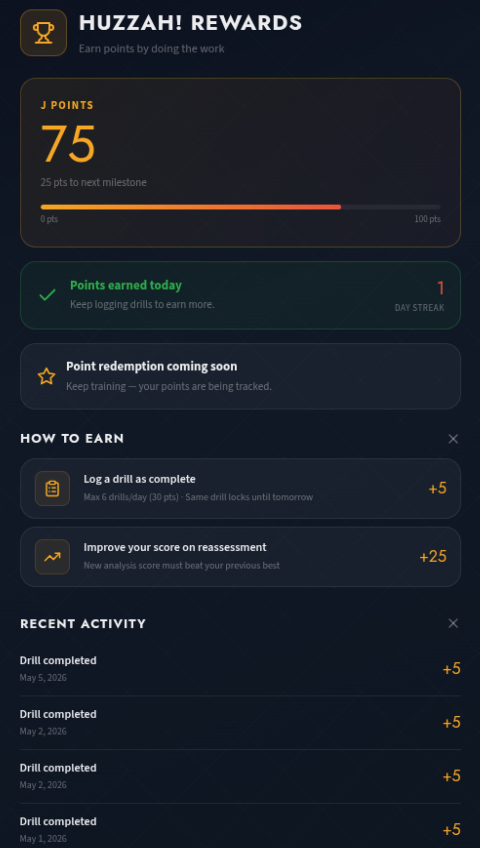 Huzzah! Rewards